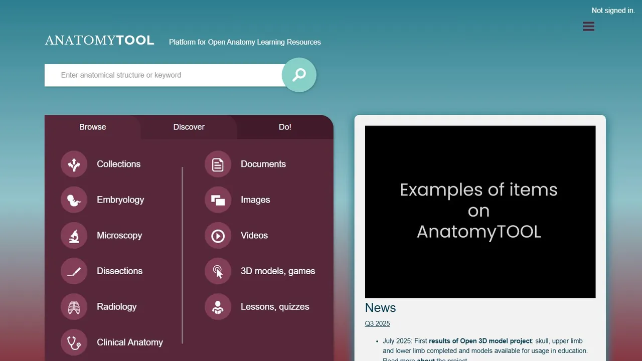 Echter Screenshot der öffentlich erreichbaren Startseite von AnatomyTool, aufgenommen am 15.08.2026.