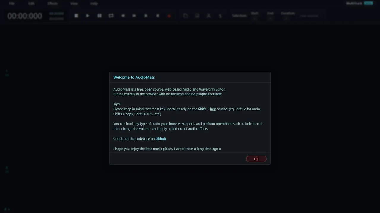 Echter Screenshot der öffentlich erreichbaren Startseite von AudioMass, aufgenommen am 15.08.2026.