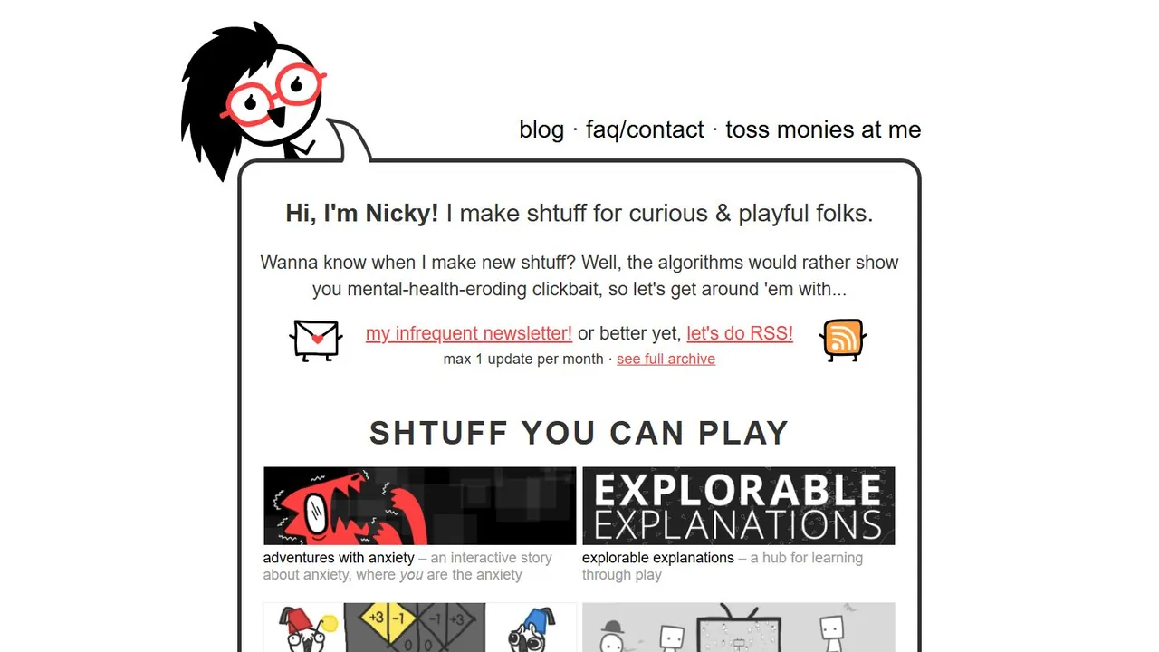 Echter Screenshot der öffentlich erreichbaren Startseite von Nicky Case, aufgenommen am 15.08.2026.