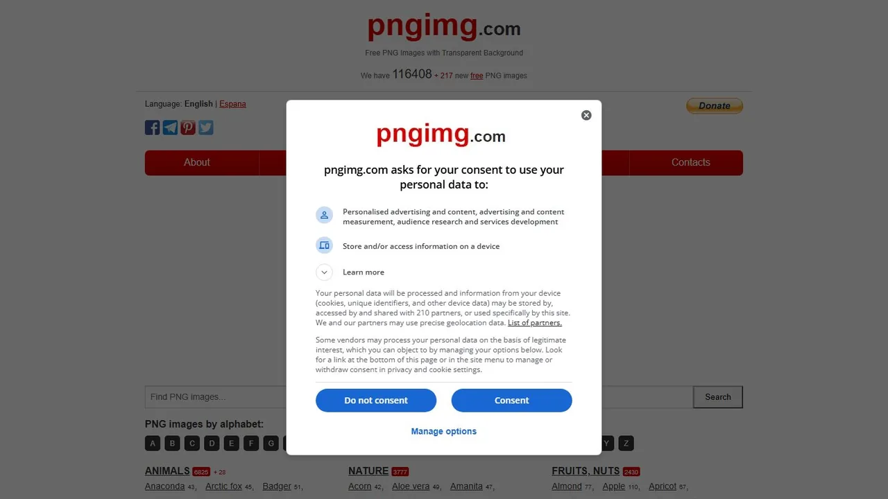 Echter Screenshot der öffentlich erreichbaren Startseite von PNGimg, aufgenommen am 15.08.2026.