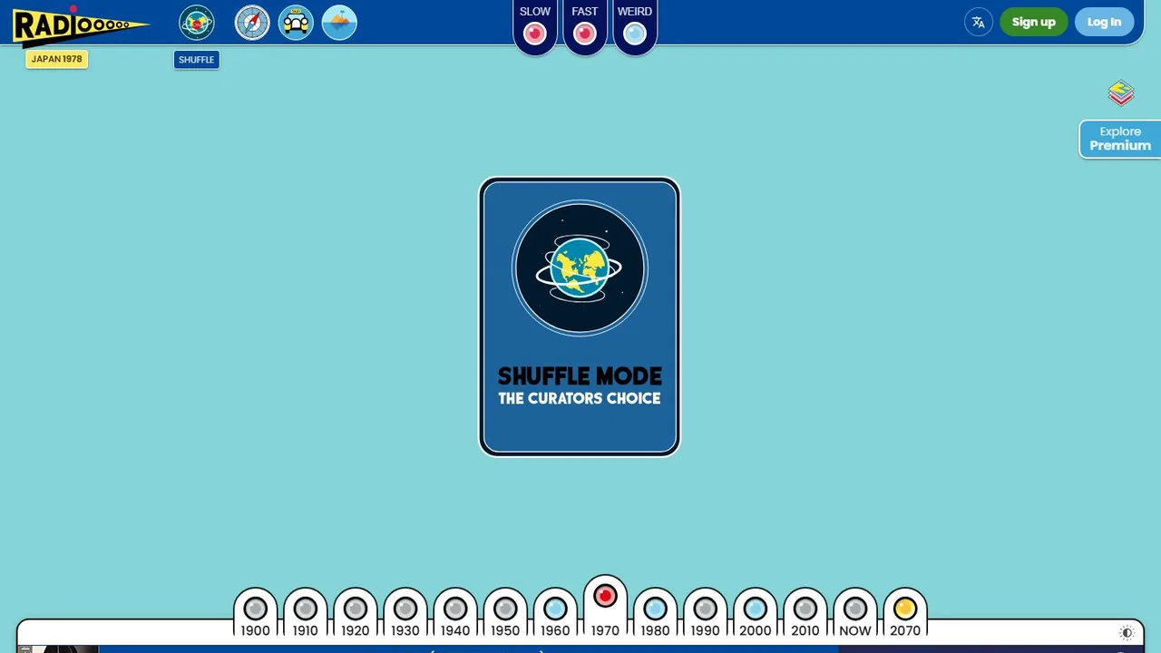 Echter Screenshot der öffentlich erreichbaren Startseite von Radiooooo, aufgenommen am 15.08.2026.