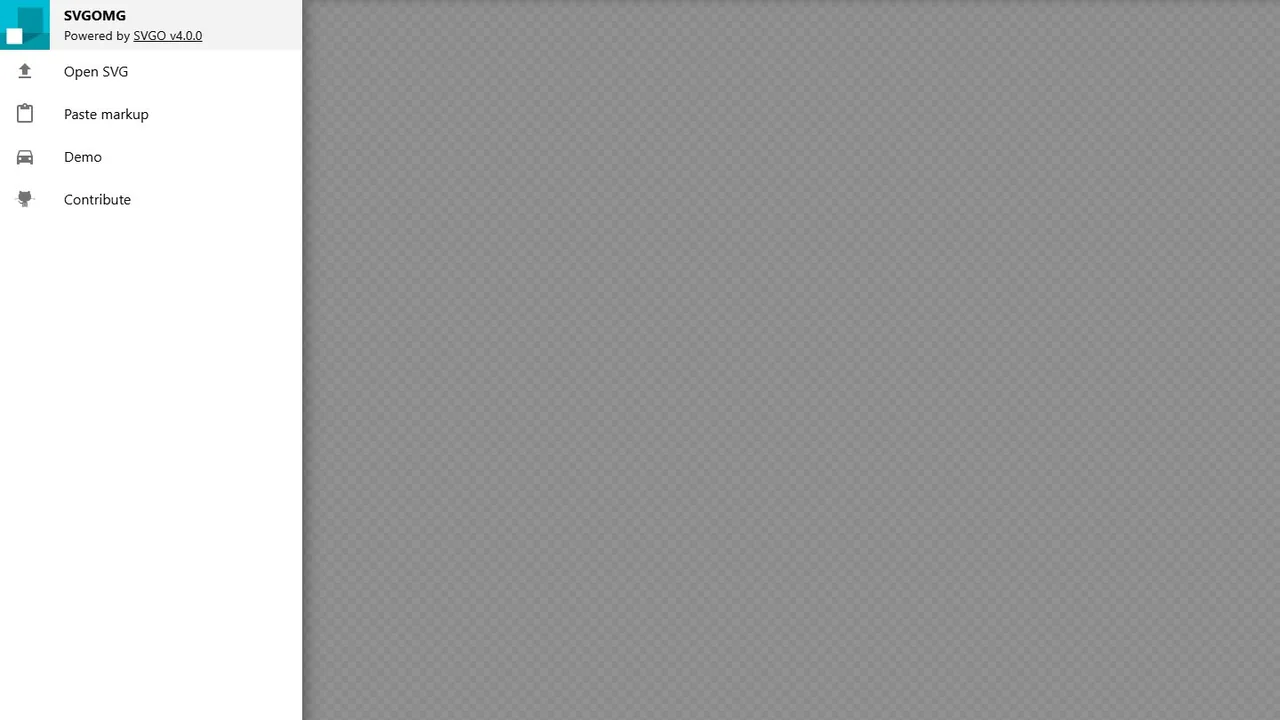 Echter Screenshot der öffentlich erreichbaren Startseite von SVGOMG, aufgenommen am 15.08.2026.