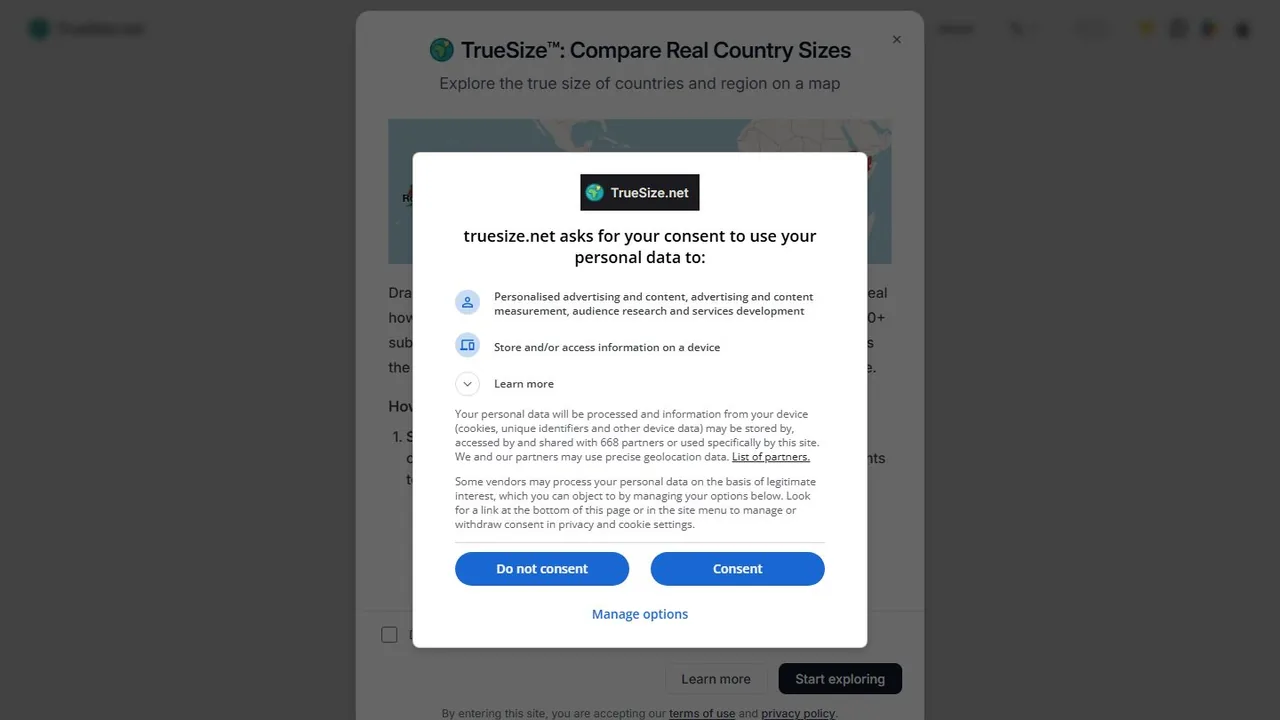 Echter Screenshot der öffentlich erreichbaren Startseite von TrueSize, aufgenommen am 15.08.2026.