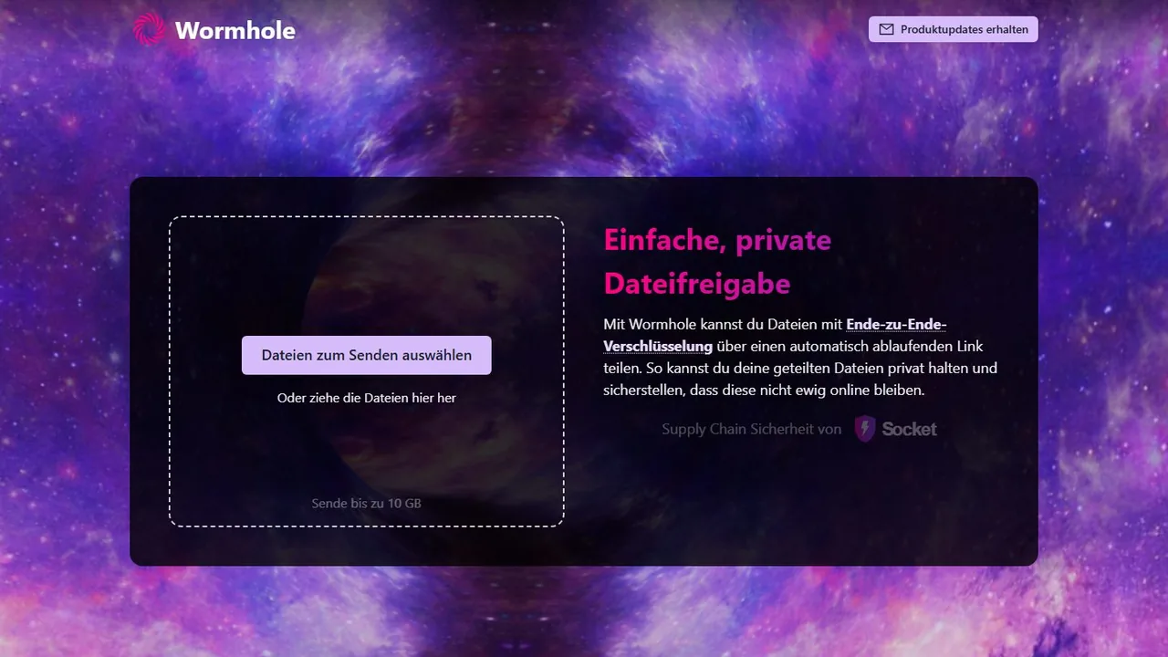 Echter Screenshot der öffentlich erreichbaren Startseite von Wormhole, aufgenommen am 15.08.2026.